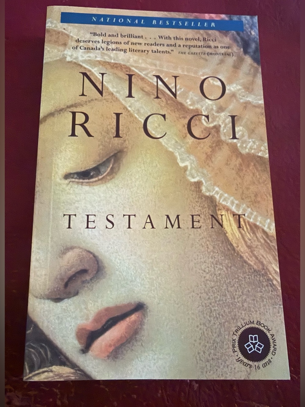 Nino Ricci "Testament" Paperback, New